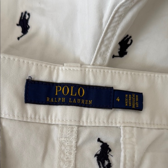 POLO Ralph Lauren women white shorts with navy embroidered polo logo - Picture 6 of 8